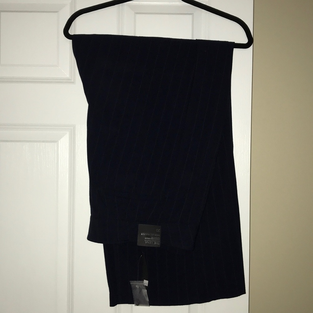 Lena wide leg trousers navy blue pinstripes